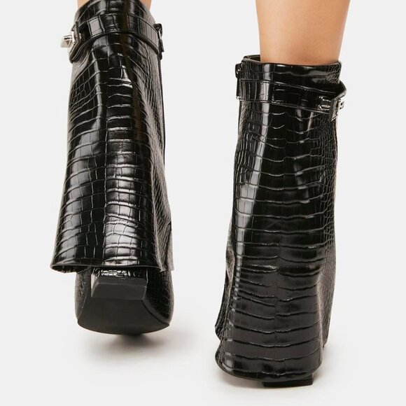 Public Desire THE CROC BLACK LAYER FYRE Ankle Boots ( BRAND NEW !!!! ) - Picture 4 of 7